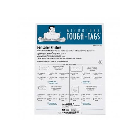 Diversified Biotech Tough-Tags, Slide Labels, Yellow, 2400/pk, 2400PK 247140-Y
